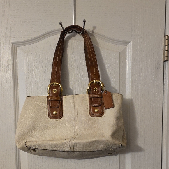 COACH ELEGANT CREAME AND BROWN WOMEN'S HANDBAG - Picture 1 of 1